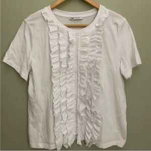 Zara Ruffle Front T Shirt